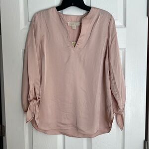 Michael Kors Blush Textured V-Neck Blouse